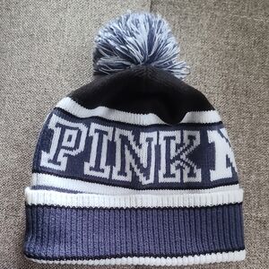 PINK Victoria's Secret Blueand White Beanie